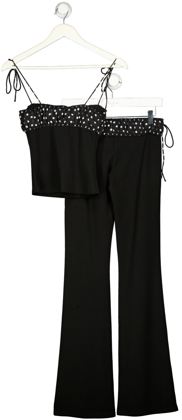 WHITE FOX Black 2-piece Balck & White Saving My Heart Top And Trouser Set UK XS