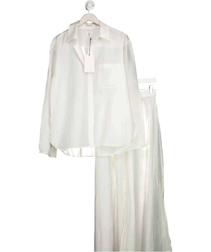 NINETY PERCENT 2-piece Cream Textured Tencel  Pyjama Set UK L