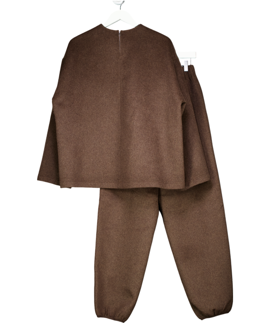The Frankie Shop 2-piece Delancey Long Sleeve Wool Top And Jogger Set - Brown Melange UK S