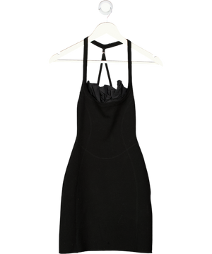 JACQUEMUS Black Croissant Ruffled Taffeta And Stretch-knit Mini Dress UK 6