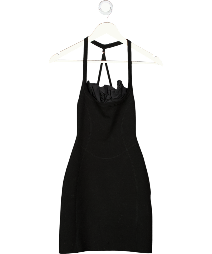 JACQUEMUS Black Croissant Ruffled Taffeta And Stretch-knit Mini Dress UK 6