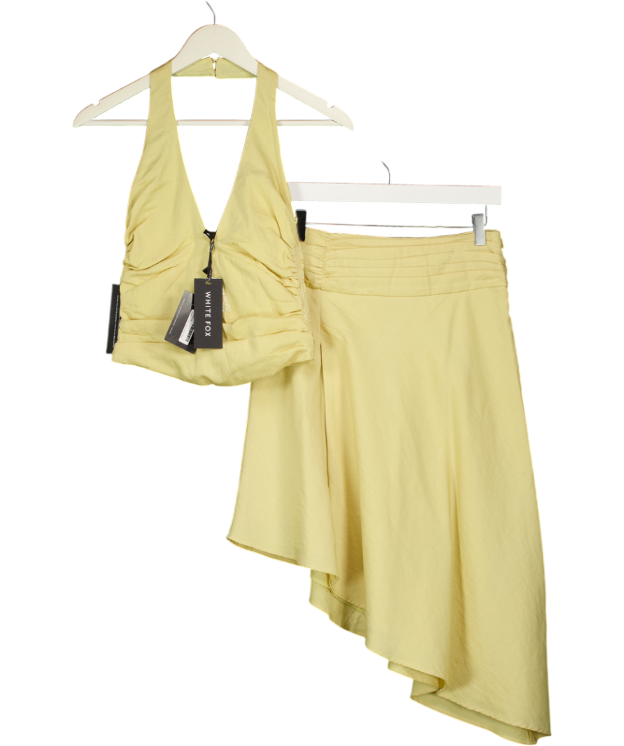 WHITE FOX 2-piece Butter Yellow Angel Sugar Bustier And Midi Skirt Set UK XS