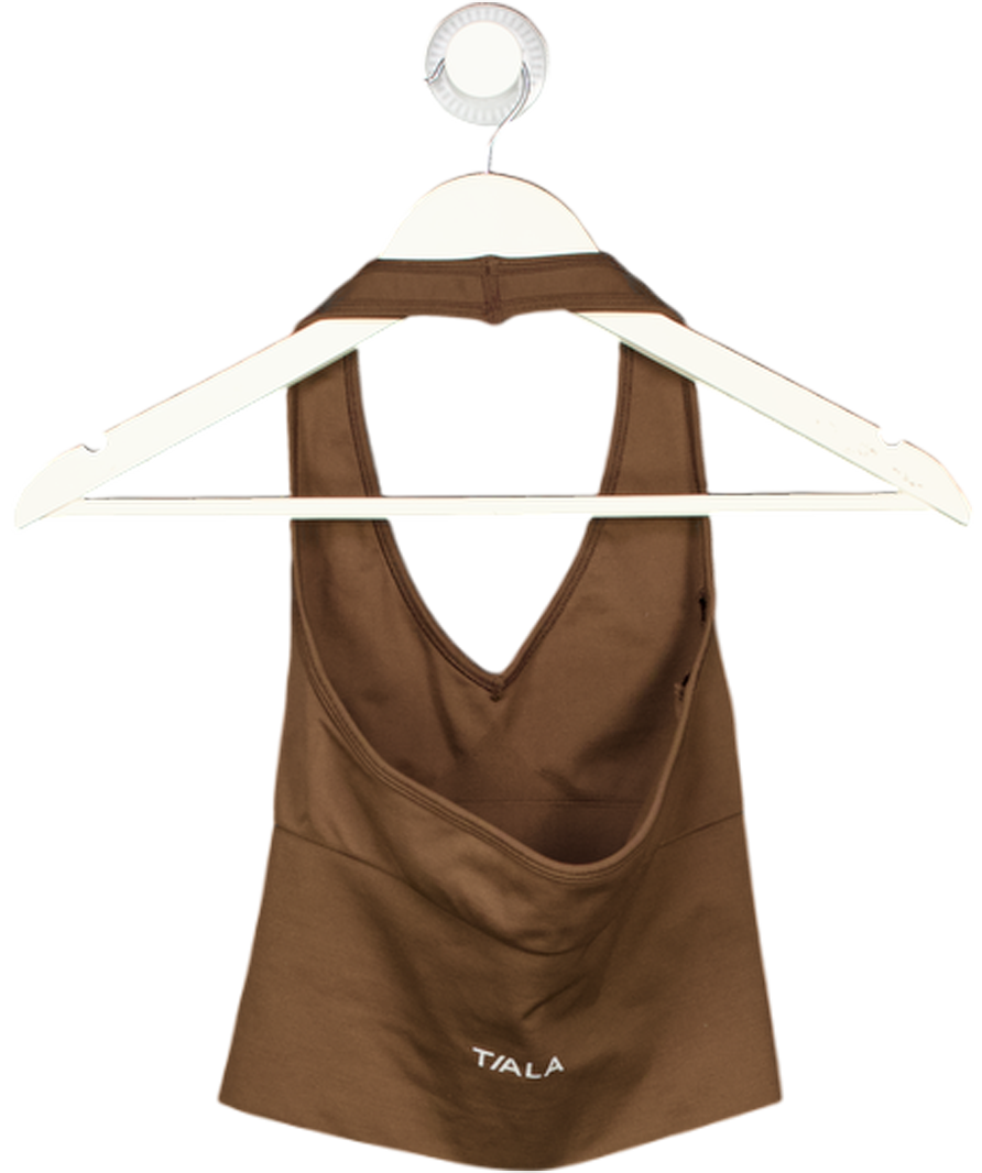 TALA Brown Sculpt Seamless Halter Tank UK S