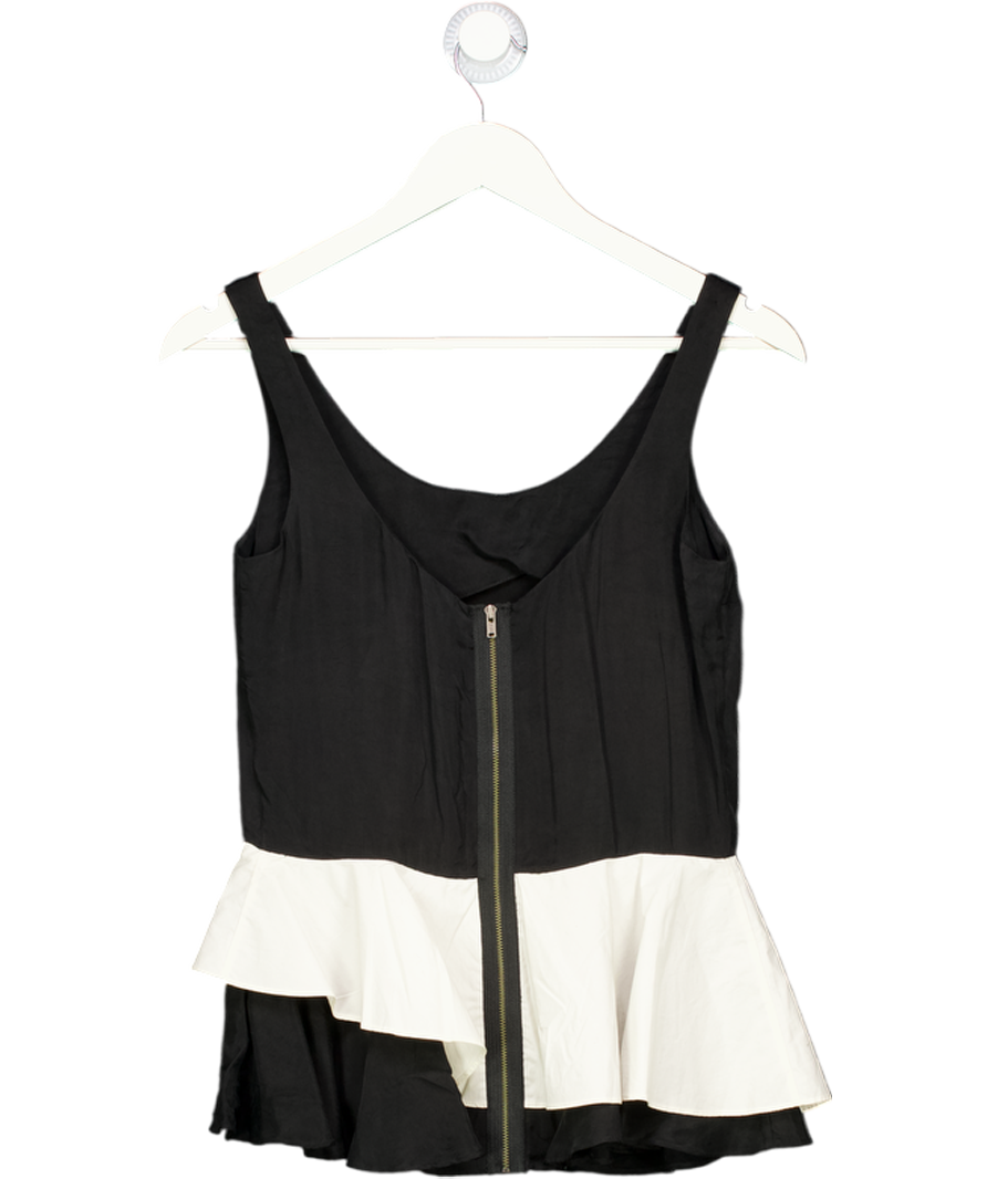 cos Black Two Tone Peplum Top UK 8