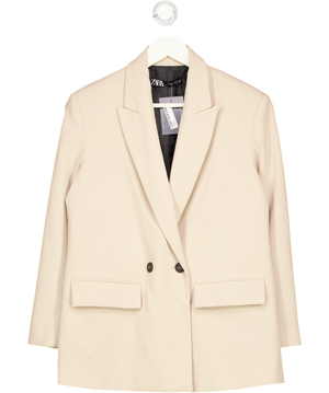 ZARA Beige Oversized Double Breasted Blazer UK XS