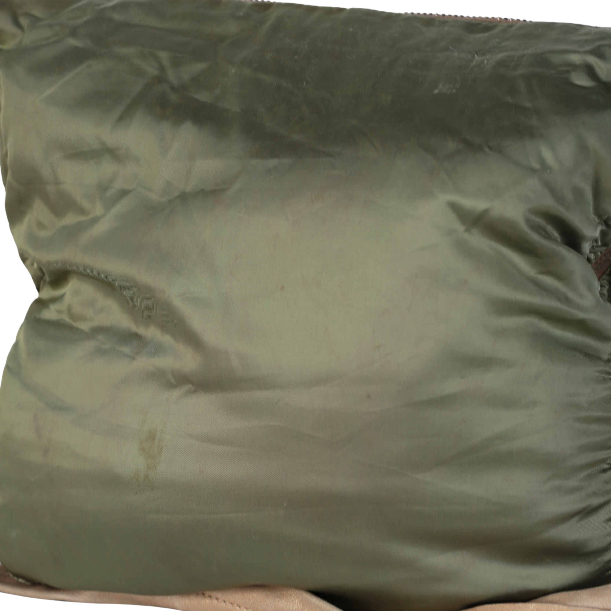 Tods Hunter Green Nylon & Brown Leather Trim Bag Handbag