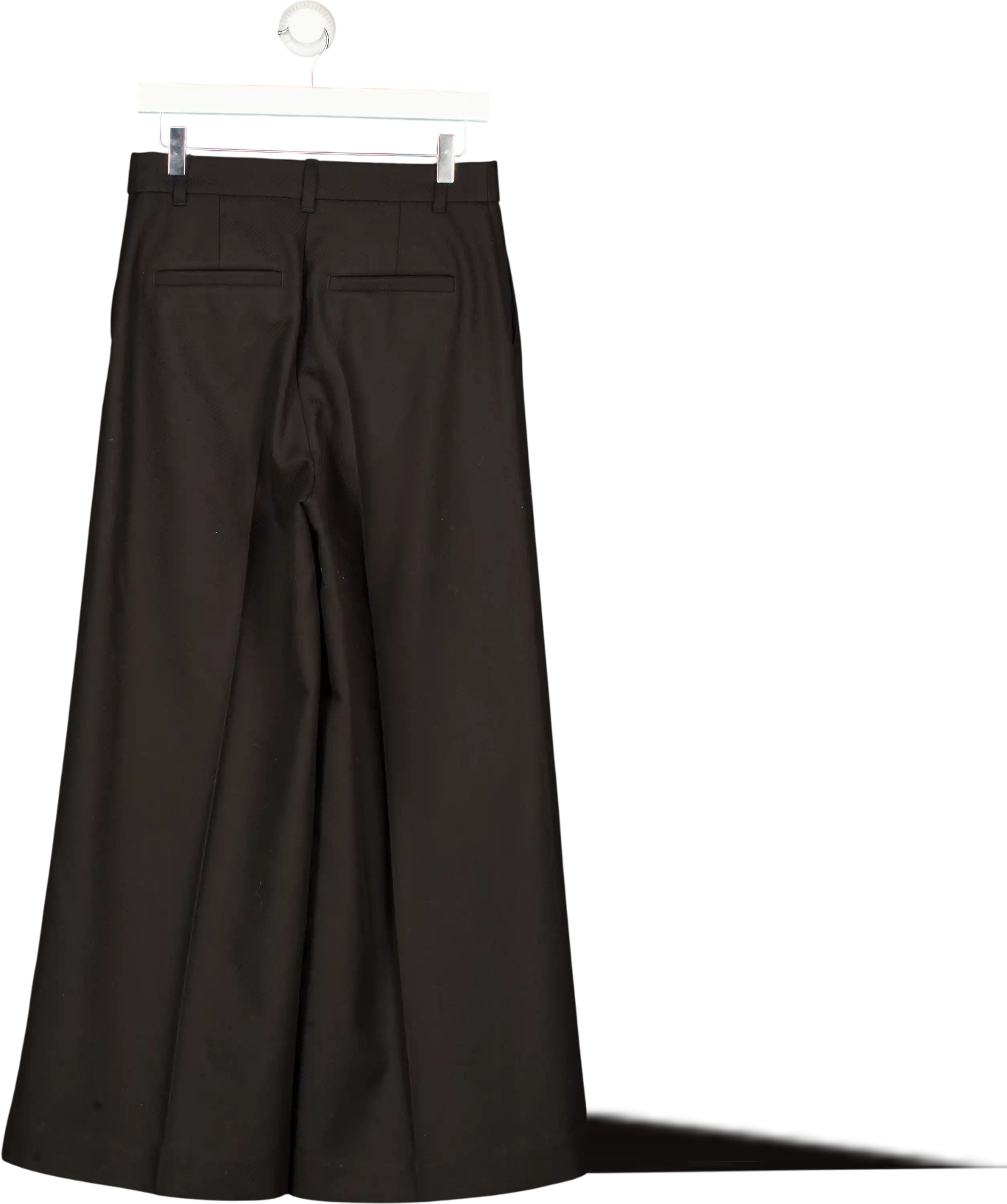 H&M Edition Black Woool Belnd Tailored Straight Leg Trousers UK 10