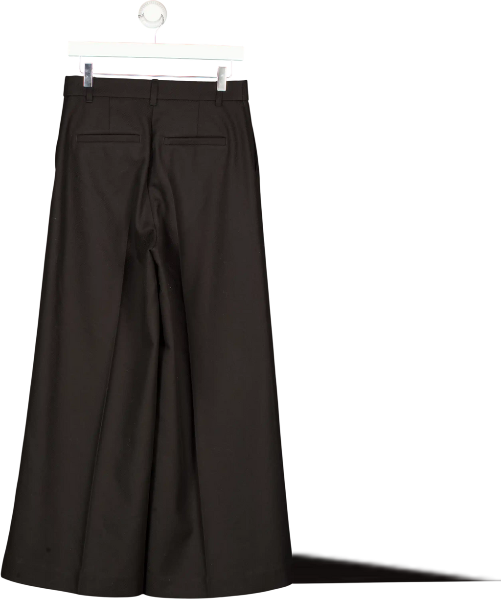 H&M Edition Black Woool Belnd Tailored Straight Leg Trousers UK 10