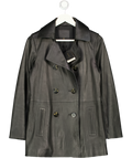 MASSIMO DUTTI Black Nappa Leather Trench Coat UK 10