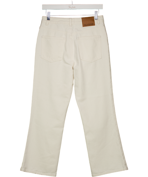 ALIGNE Ecru Cream Mid Rise Cropped Kick Flare Jeans W28