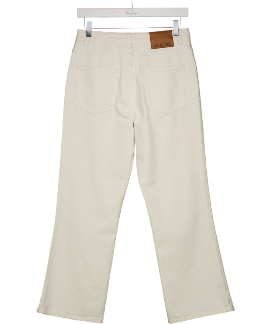 ALIGNE Ecru Cream Mid Rise Cropped Kick Flare Jeans W28