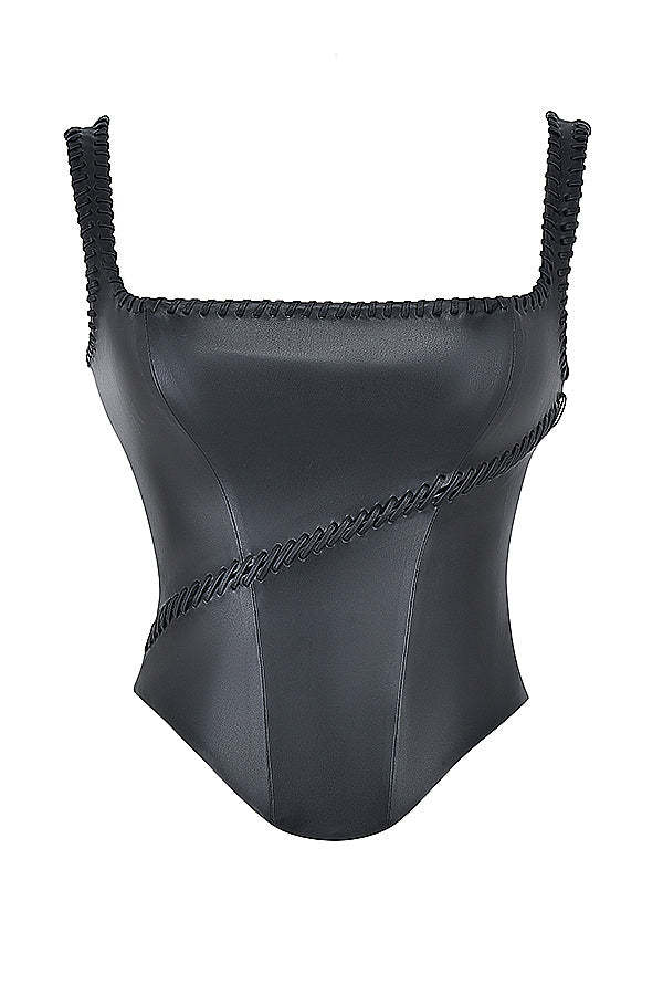 House of CB Leonie Black Vegan Corset UK L+