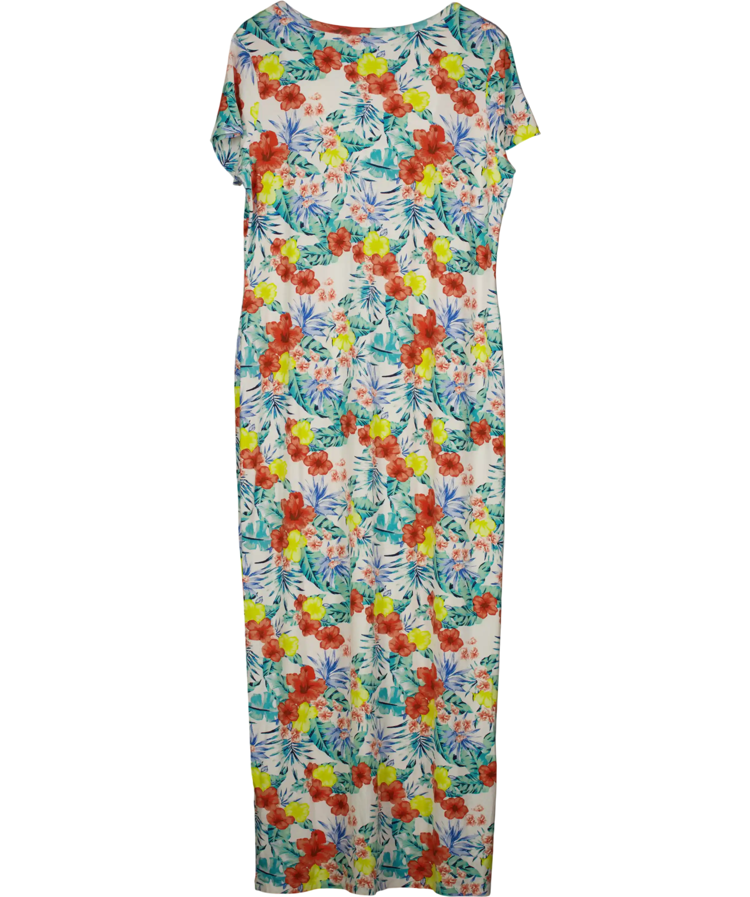 M&S White Collection Tropical Floral V-neck Midi Dress UK 18