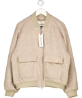 THE COUTURE CLUB Beige Wool Blend Bomber Jacket UK L