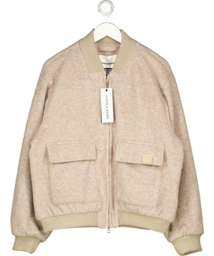 THE COUTURE CLUB Beige Wool Blend Bomber Jacket UK L