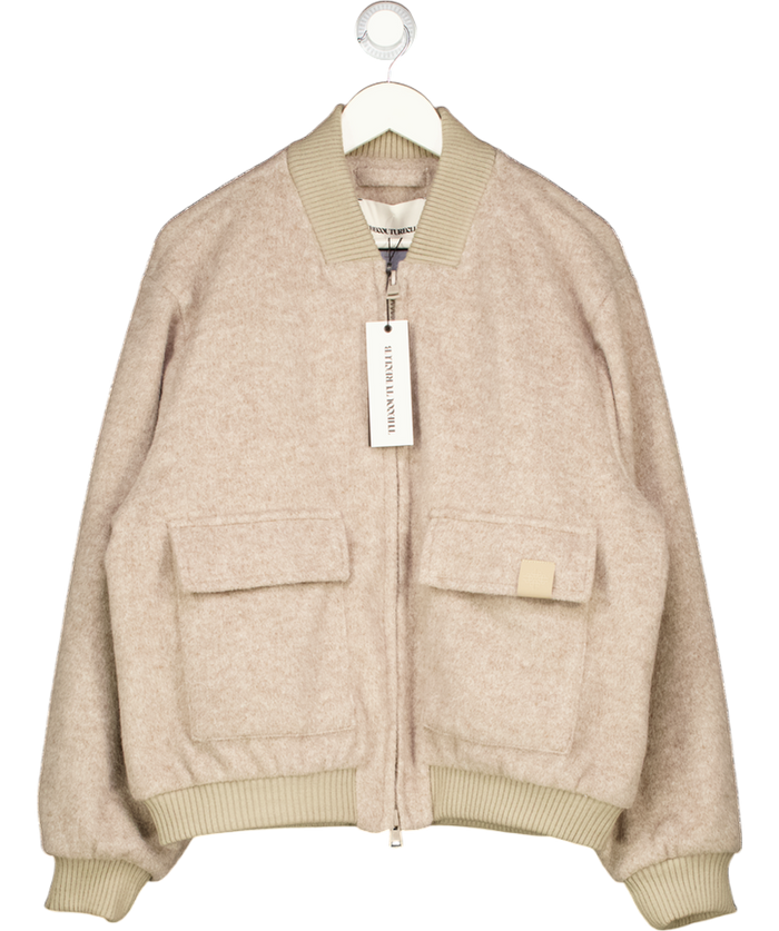 THE COUTURE CLUB Beige Wool Blend Bomber Jacket UK L