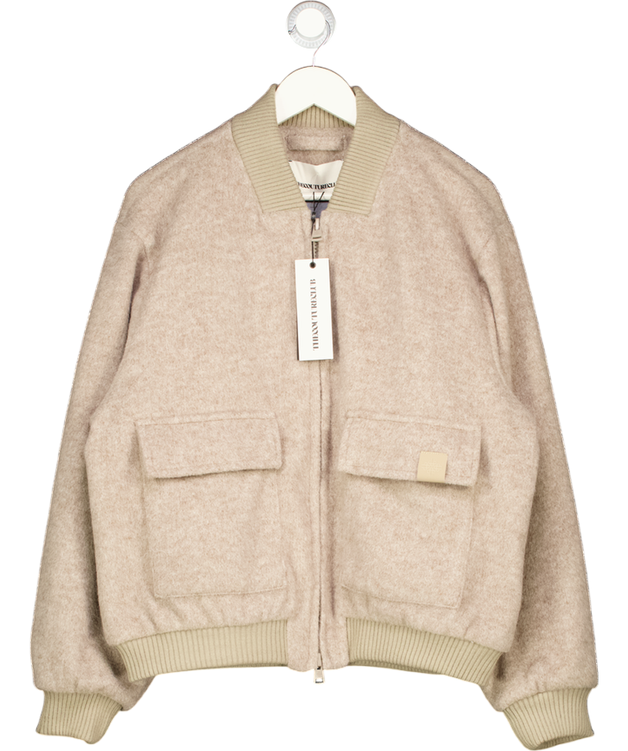 THE COUTURE CLUB Beige Wool Blend Bomber Jacket UK L