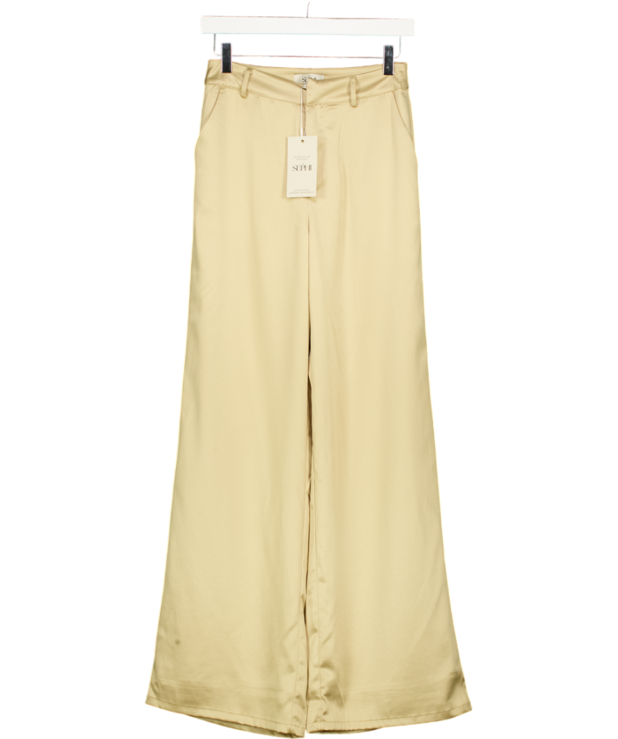 SEPHI Yellow The Starlet Satin Wide Leg Trousers UK 6