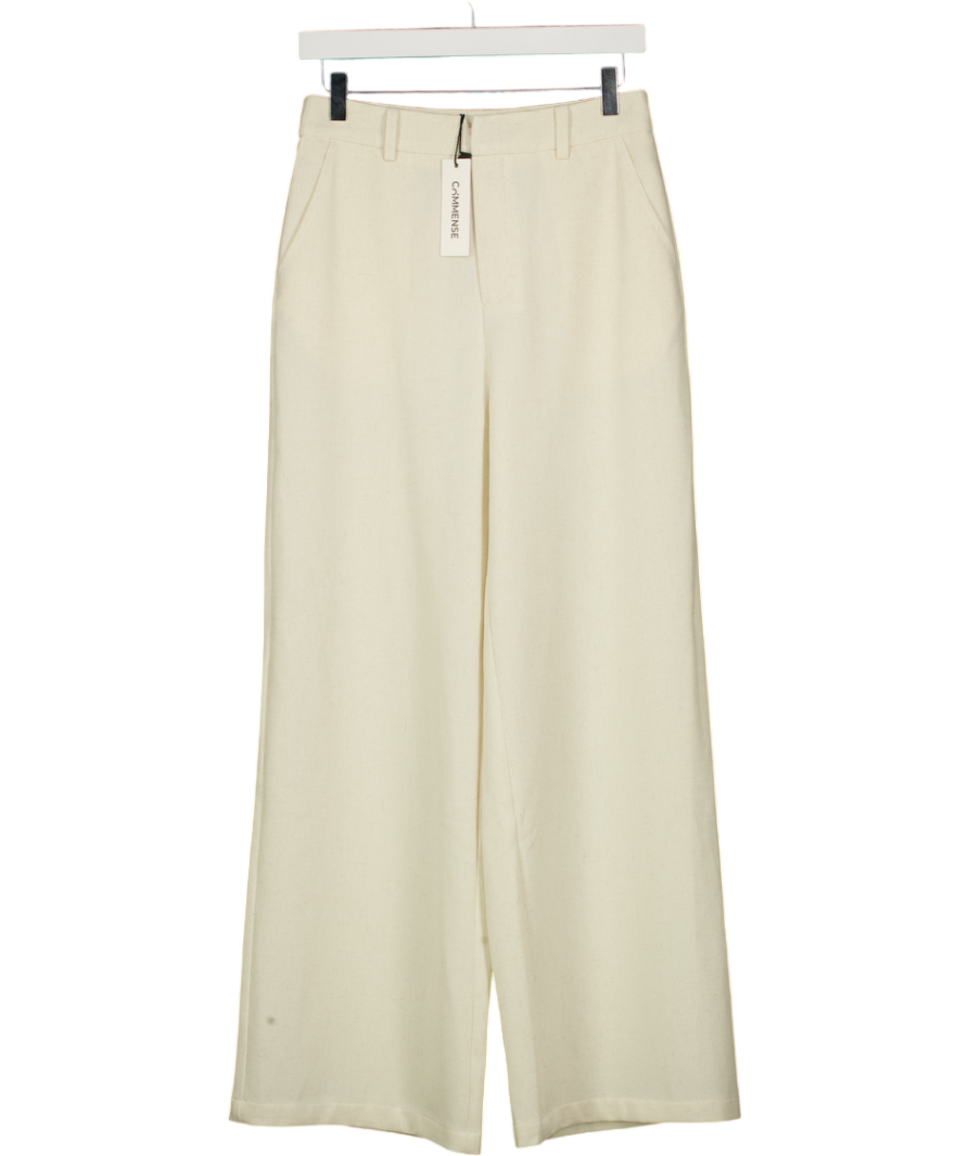 COMMENSE Beige Linen Blend Wide Leg Trousers UK S