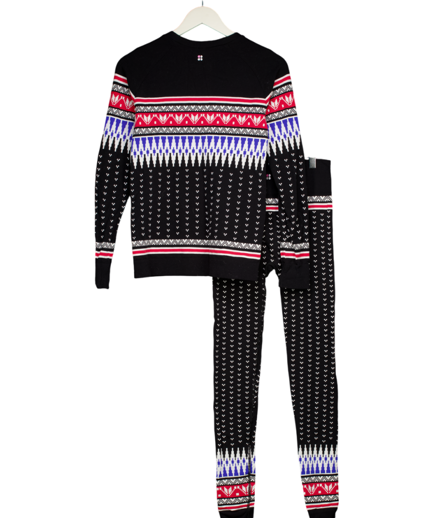 Sweaty Betty 2-piece Black Fairisle Printed Base Layer Top And Leggings UK S