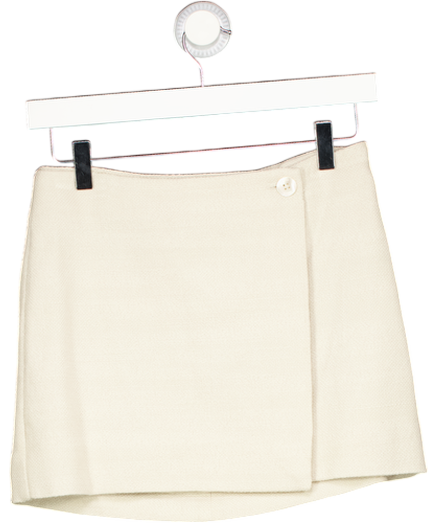 STAUD Cream Cotton Blend Tweed Mini Skirt Sz0 UK 4