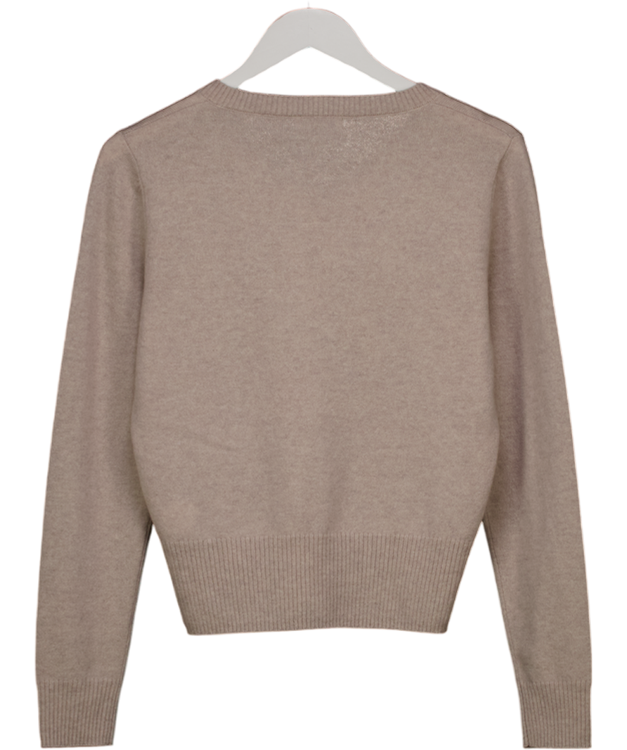 ARTLESS FOREVER Beige Tove Wool & Cashmere Blend V-neck Sweater UK XS