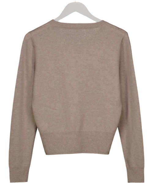 ARTLESS FOREVER Beige Tove Wool & Cashmere Blend V-neck Sweater UK XS