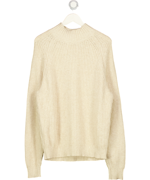 Abercrombie & Fitch Cream High-neck Rib Knit Oversized Sweater UK M