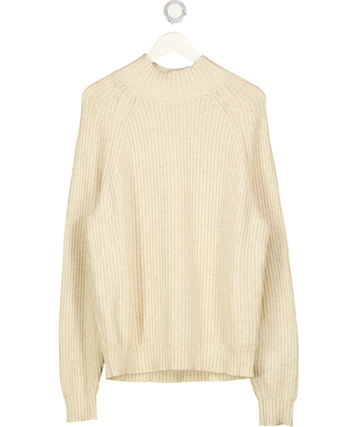 Abercrombie & Fitch Cream High-neck Rib Knit Oversized Sweater UK M