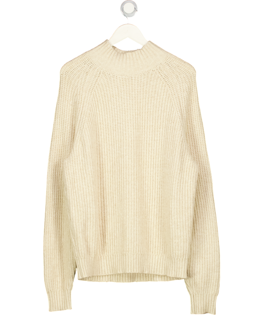 Abercrombie & Fitch Cream High-neck Rib Knit Oversized Sweater UK M