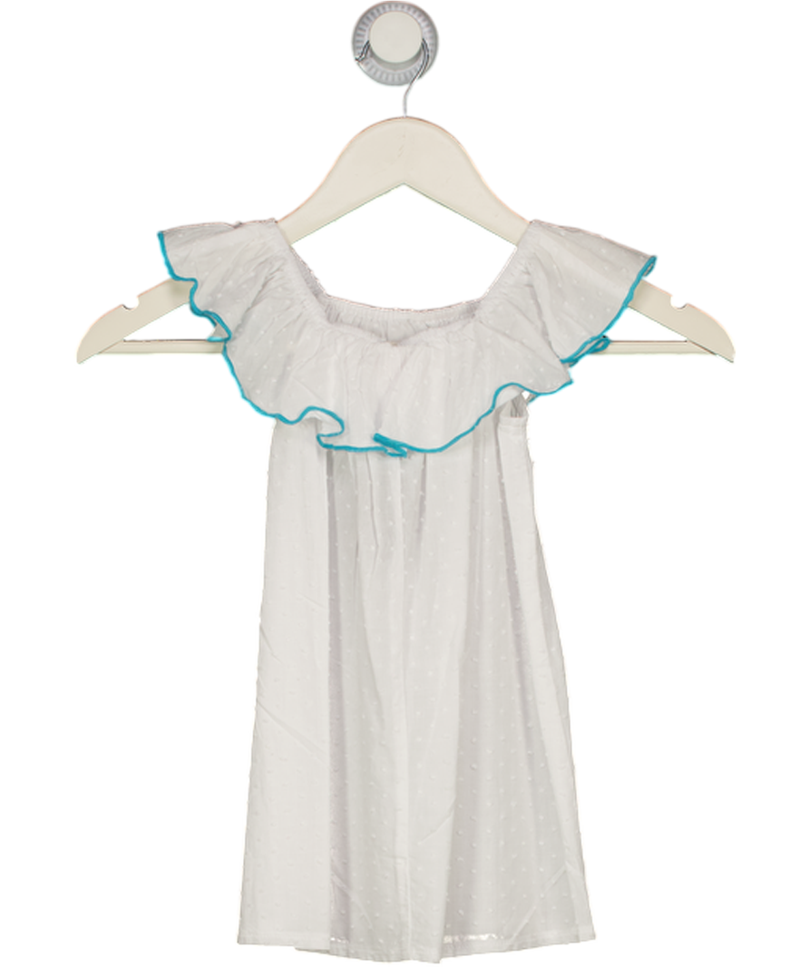 La Coqueta White & Turquoise Cotton Swiss Dot Summer Dress 3 Years