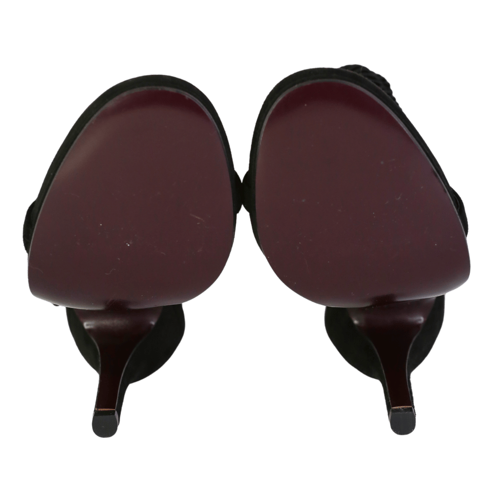 Gucci Black Suede High-heeled Crystal Embellished Wrap Heels UK 3.5 EU 36.5 👠