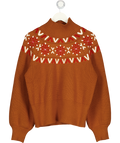 VARLEY Roasted Pecan Brown Bowen Fair Isle Pullover UK M