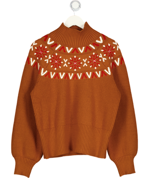 VARLEY Roasted Pecan Brown Bowen Fair Isle Pullover UK M