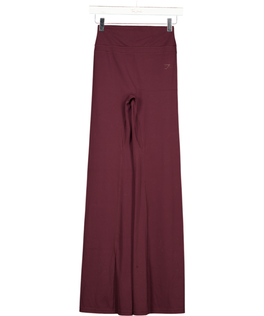 GYMSHARK Burgundy Brown Flare Leggings UK S