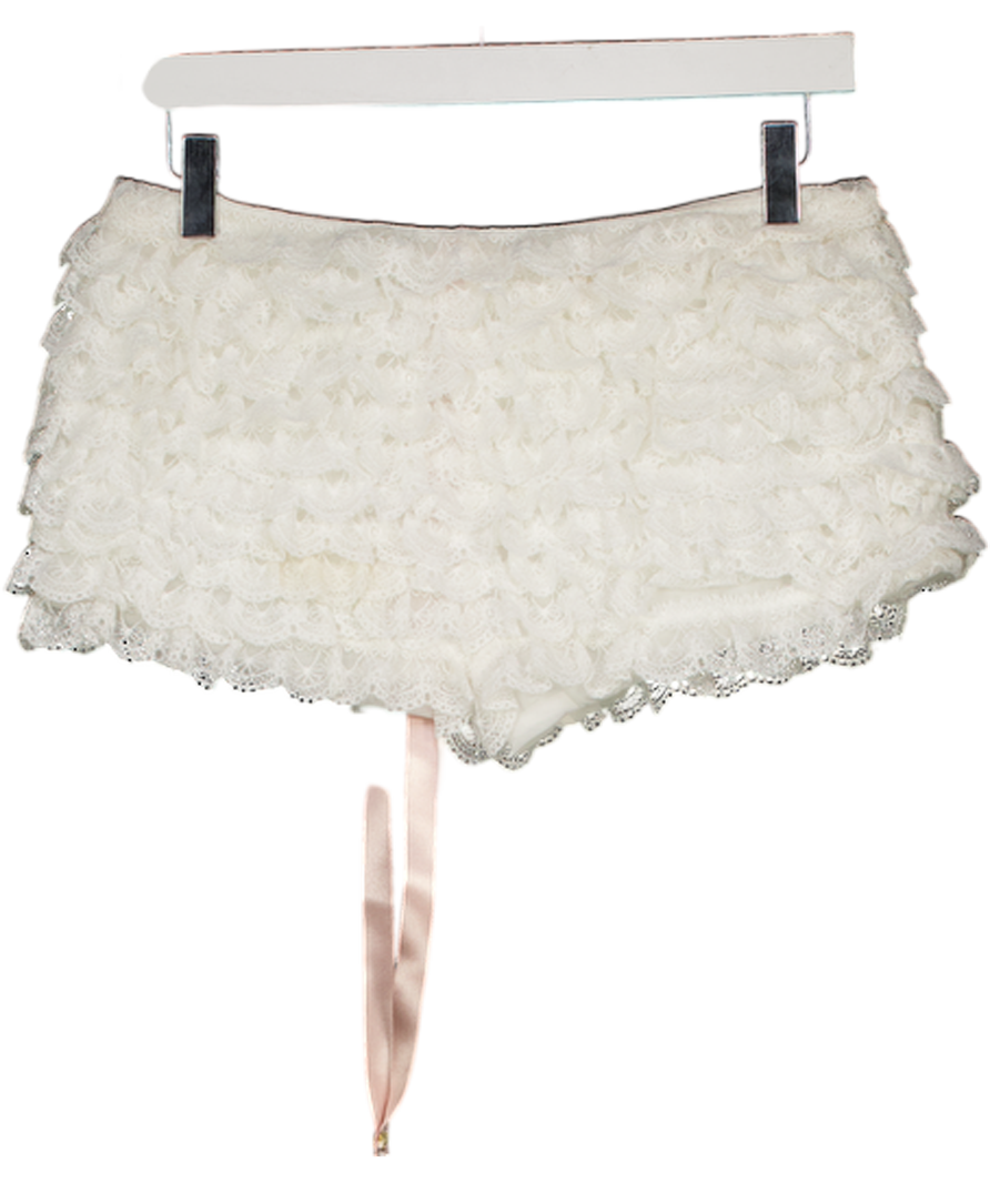 HOUSE OF CB Estella White Broderie Anglais Bloomer Shorts UK M