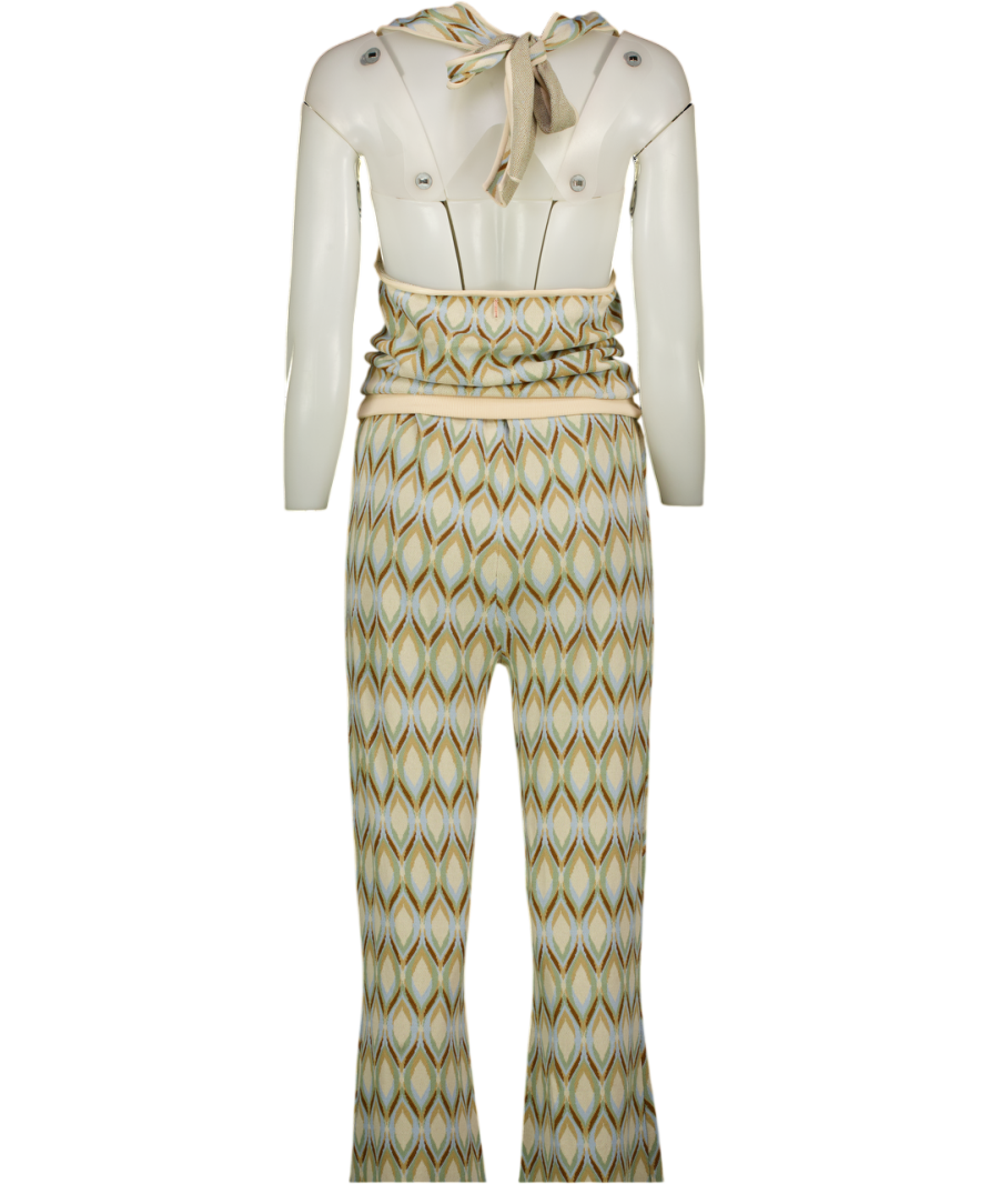 MISA Los Angeles Multicoloured Knit Wide Leg  Roura Trousers And Halter Top UK S/M