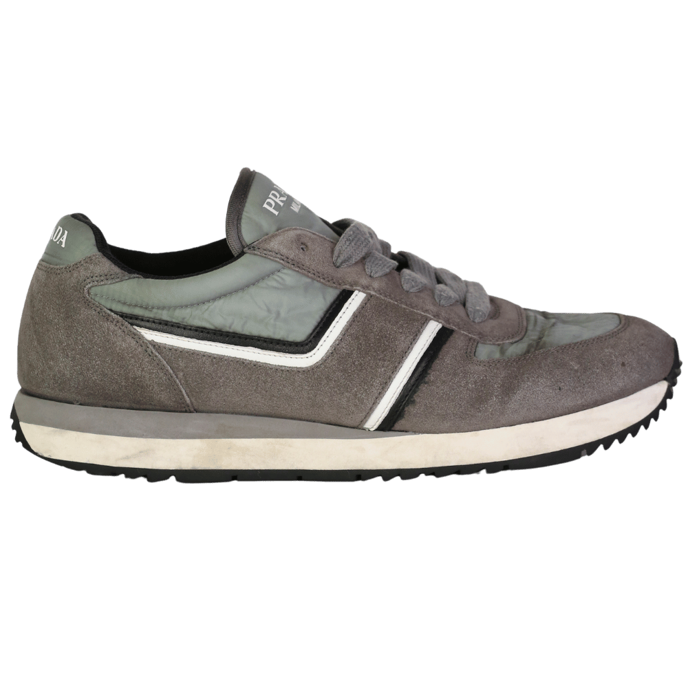 Prada Grey Luxury Suede Runner Trainers UK 9.5 EU 43.5 👞
