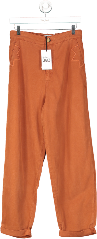 Eleven Loves Orange Elasticated Stitch Detail Jeans UK 12