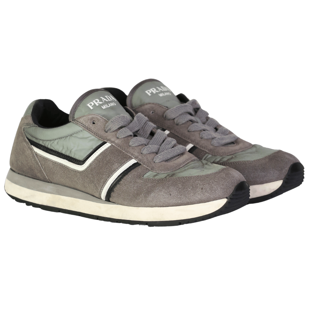 Prada Grey Luxury Suede Runner Trainers UK 9.5 EU 43.5 👞