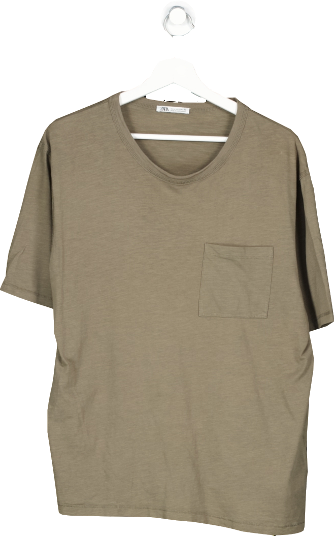 ZARA Green Basic T Shirt UK L