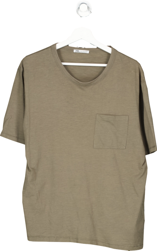 ZARA Green Basic T Shirt UK L