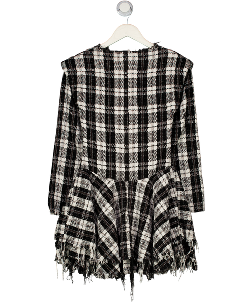 ASOS Black & White Dropped Waist Mini Dress With Distressed Hem UK 6