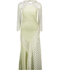 TOPSHOP White Halter Neck Lace Insert Maxi Dress In Contrast Stripe And Polka Dot Print UK 6
