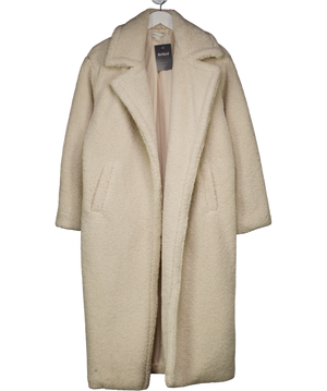 PRETTY LAVISH Cream Oversized Boucle Coat UK S