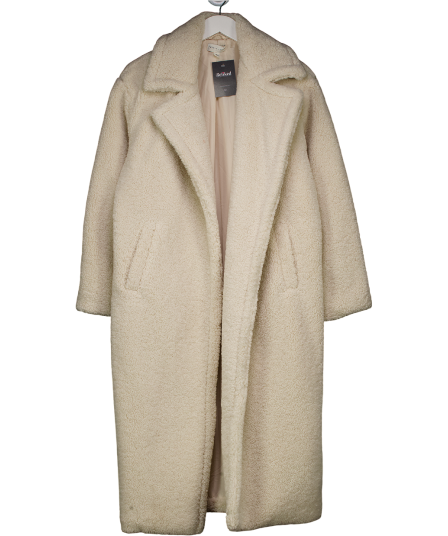 PRETTY LAVISH Cream Oversized Boucle Coat UK S