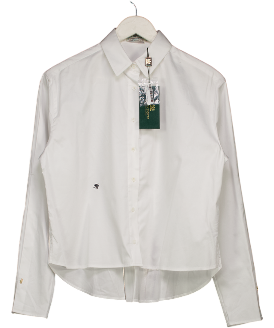 Holland Cooper Eleanor White Boxy Fit Monogrammed Shirt UK 8