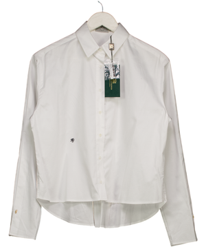 Holland Cooper Eleanor White Boxy Fit Monogrammed Shirt UK 8