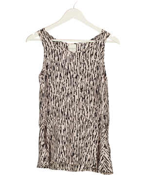 Selected Femme Beige Sleeveless Silk Print Peplum Top UK 6