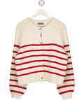 MINT VELVET Cream / Red Stripe Knit Cardigan UK XL